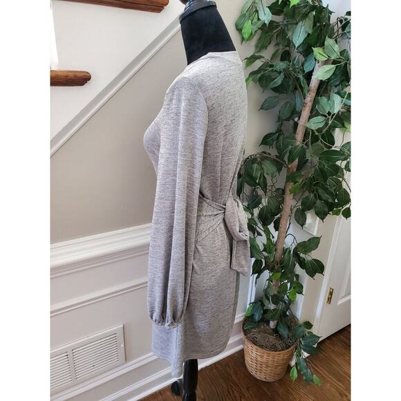 Sheln Women's Gray Polyester Crew Neck Long Sleeve Knee Length Dress Size Small - Picture 3 of 12